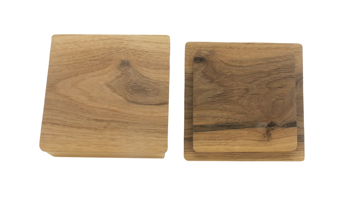Square wooden box with wooden bow