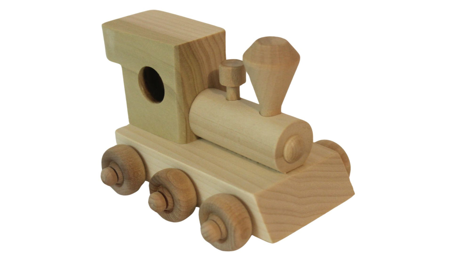 Personalized Wood Toy Train with Engine, Six Cars, and Caboose to Spell a Child's Name