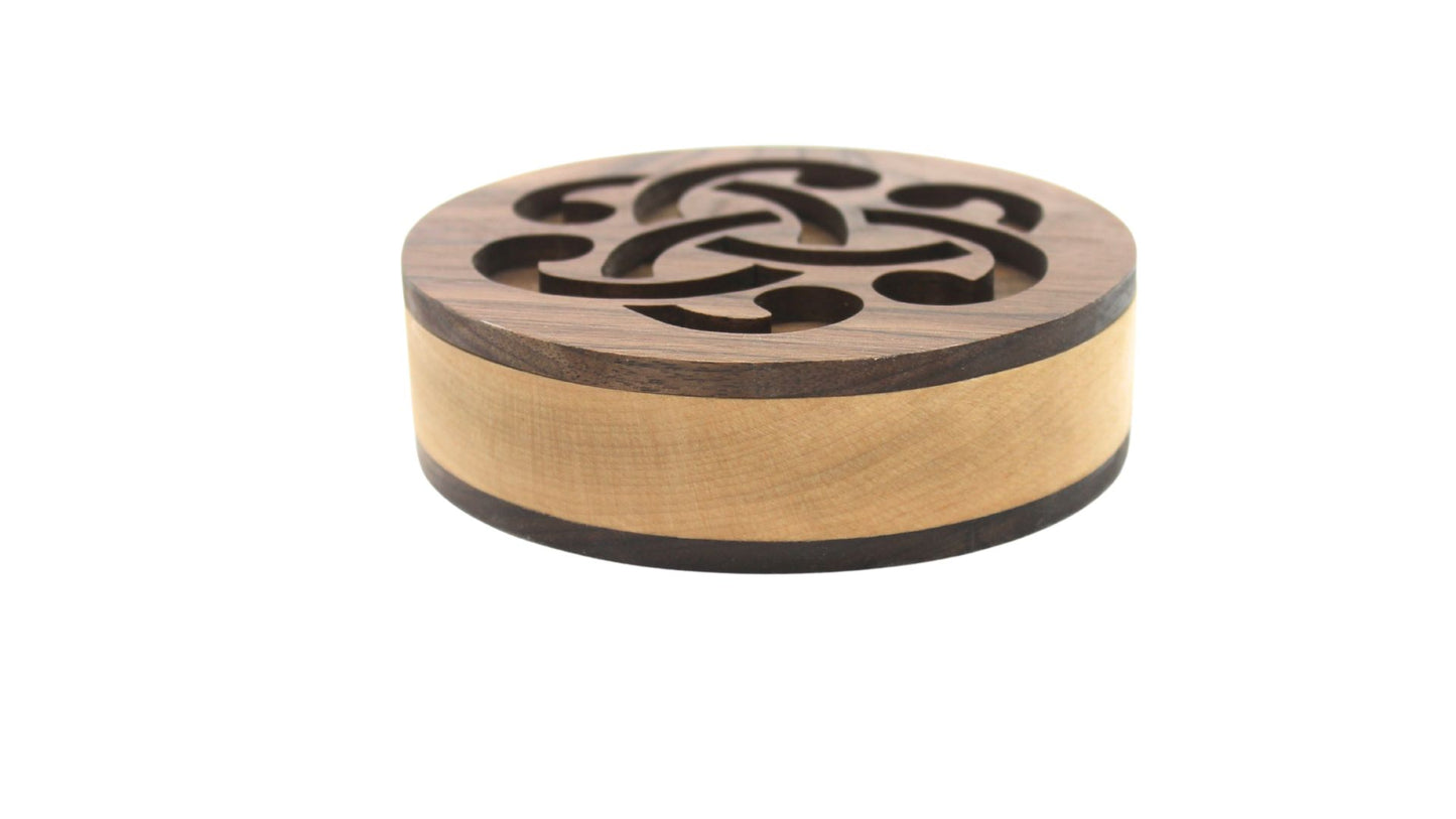 Celtic knot design top, wood jewelry or keepsake box