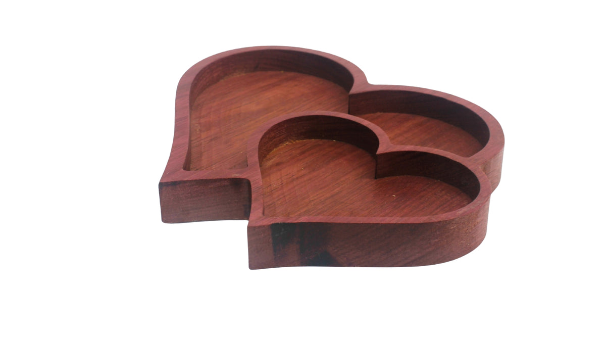 Purpleheart Double-heart Catchall Tray