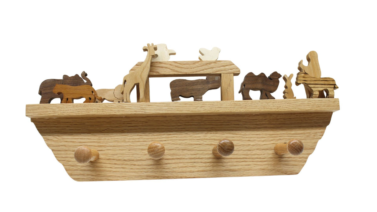Noah's Ark wall hanging with Shaker pegs. Great child's room practical decoration