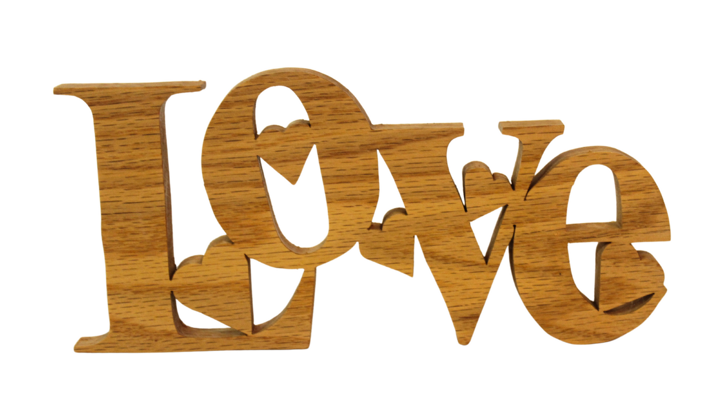 Hearts in love sign. Hearts are cleverly included inside the word "love." Great gift for that special person in your life