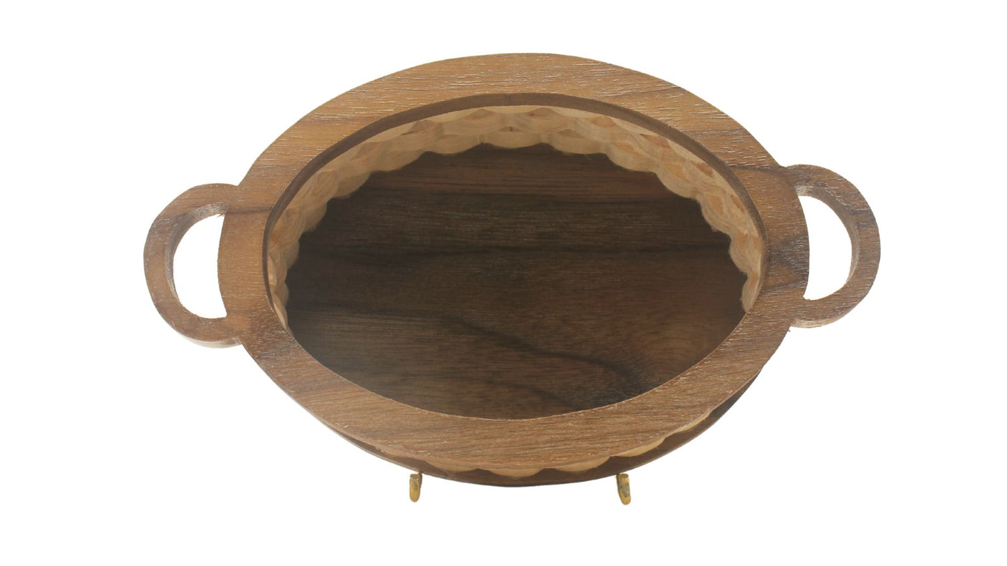 Small wooden basket with handles