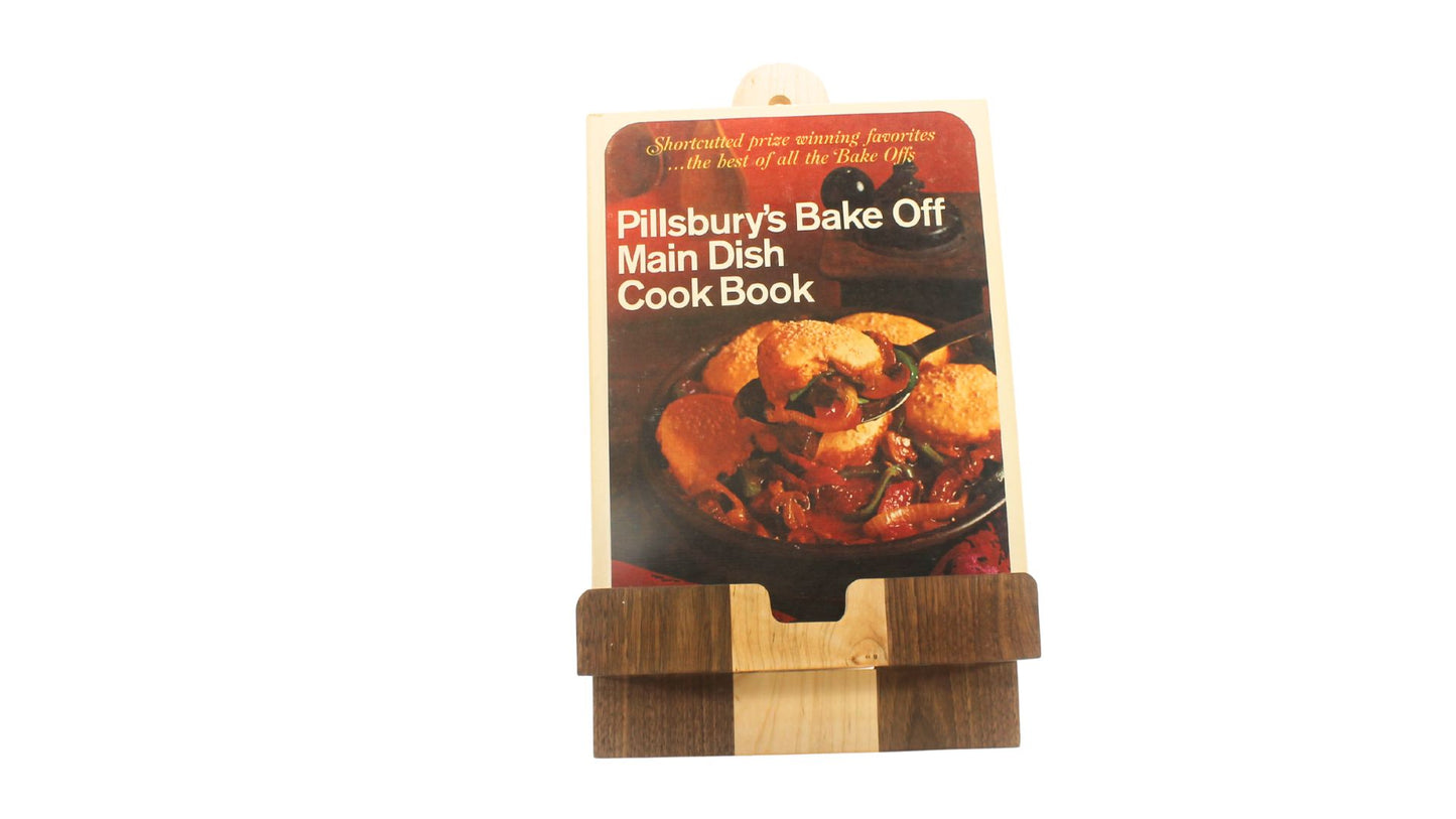 Cookbook holder stand made from walnut and maple