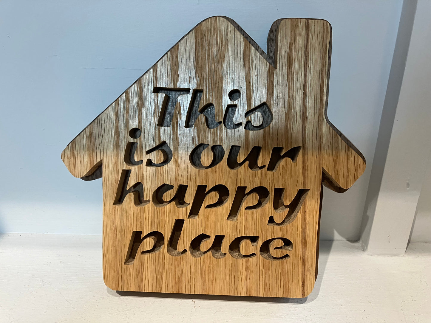 This is our happy place handcrafted house-shaped decoration