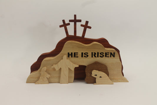 "He is risen" resurrection scene