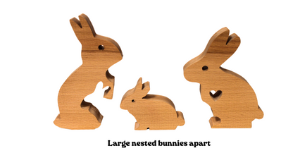 Nested bunnies handcrafted from beech