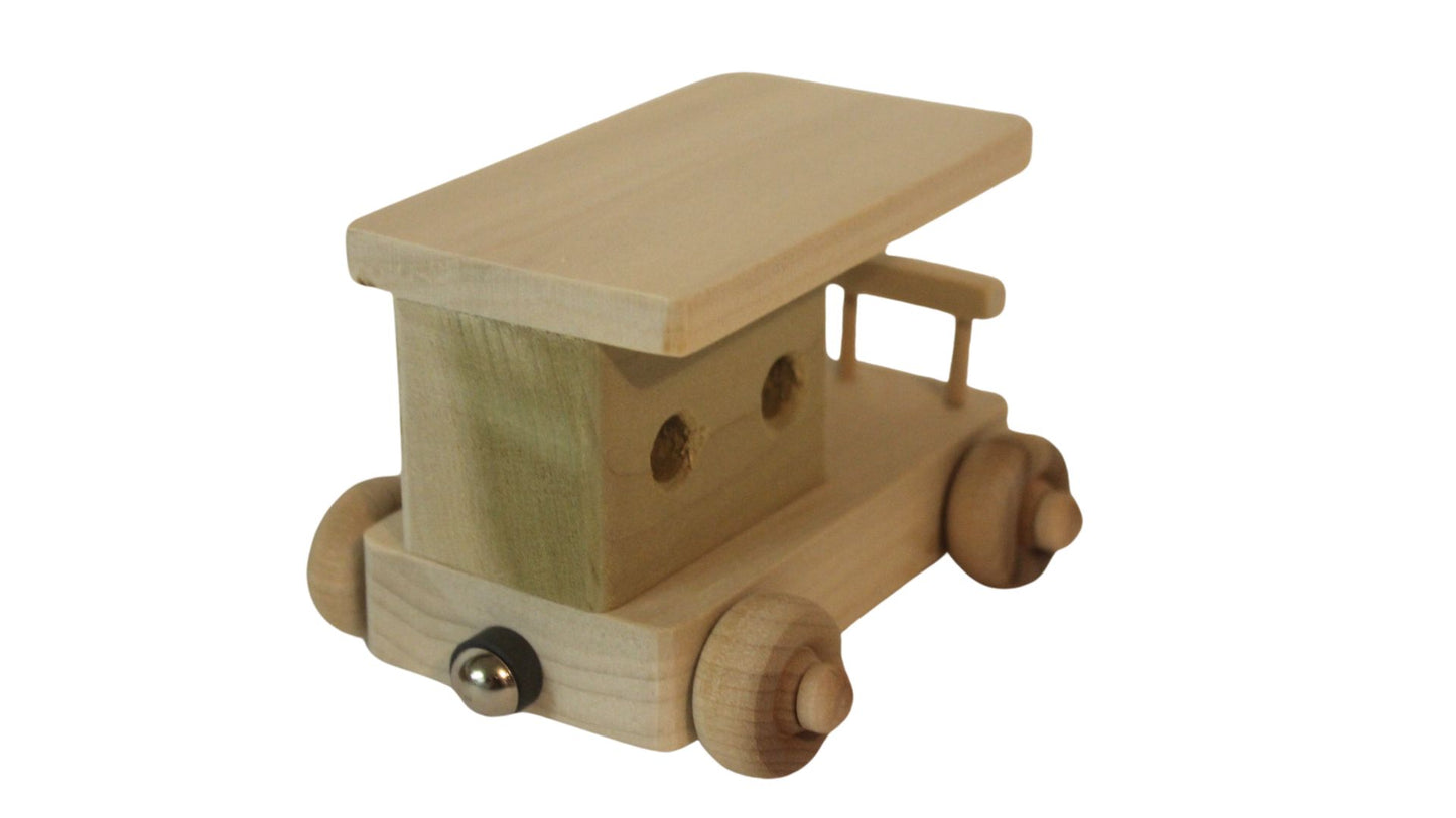 Personalized Wood Toy Train with Engine, Four Cars, and Caboose to Spell a Child's Name