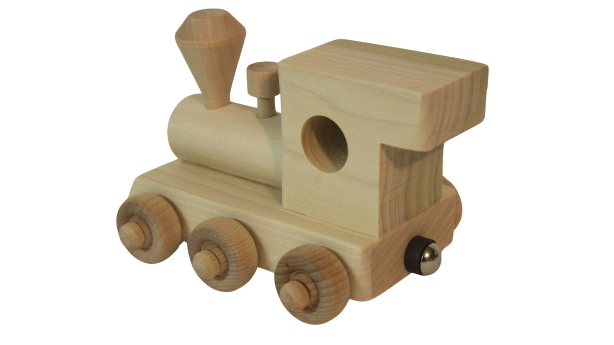 Personalized Wood Toy Train with Engine, Five Cars, and Caboose to Spell a Child's Name