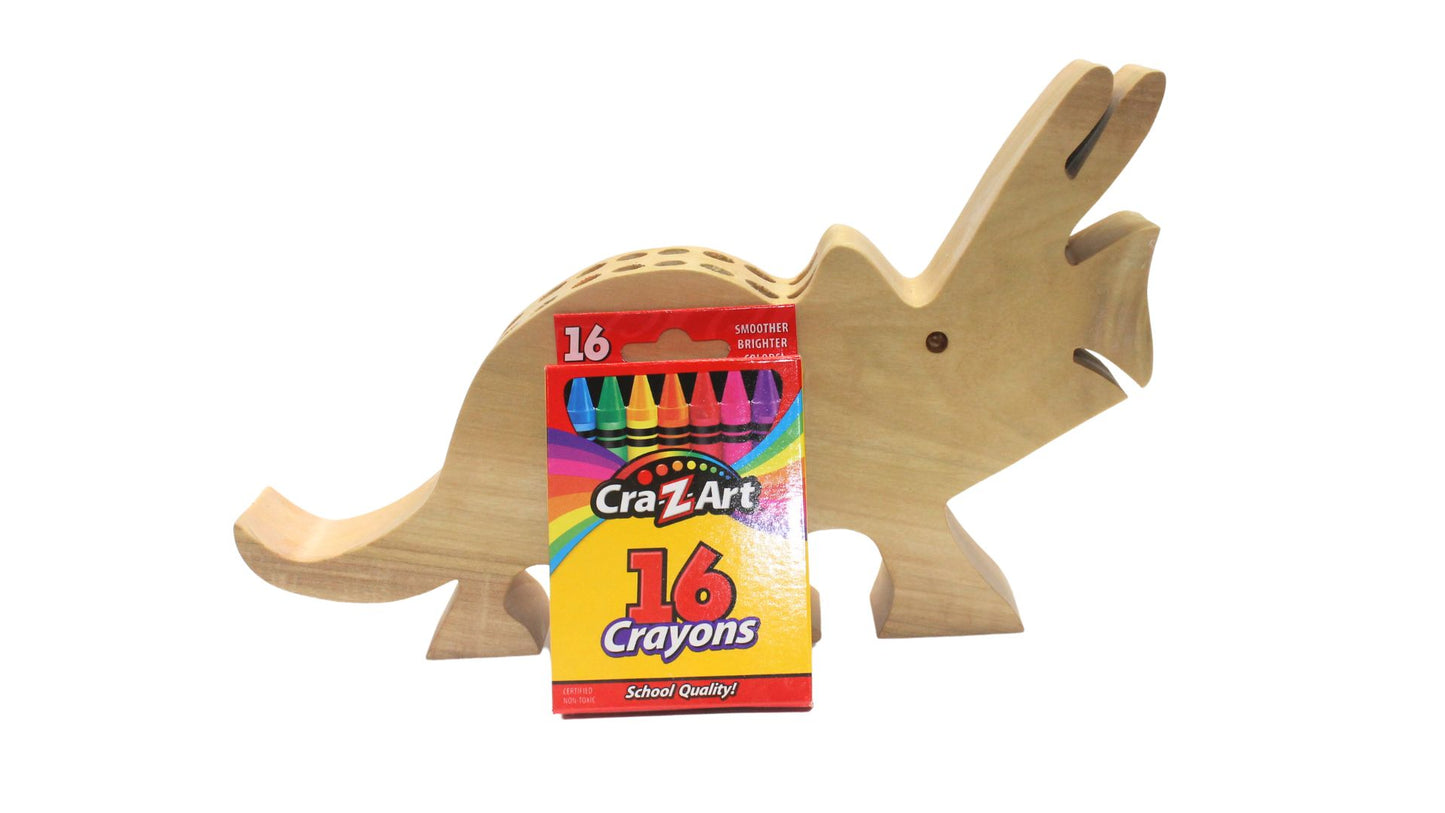 Dinosaur-Shaped Crayon Organizer - Keep 16 Included Crayons Neat and Tidy