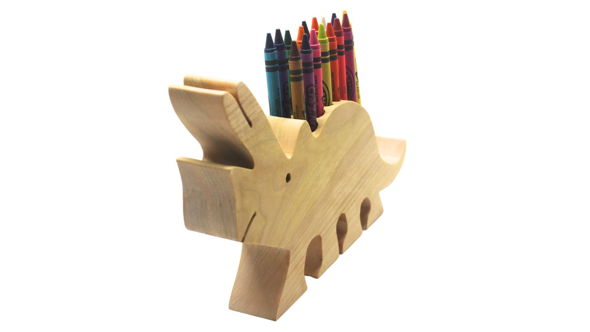 Dinosaur-Shaped Crayon Organizer - Keep 16 Included Crayons Neat and Tidy