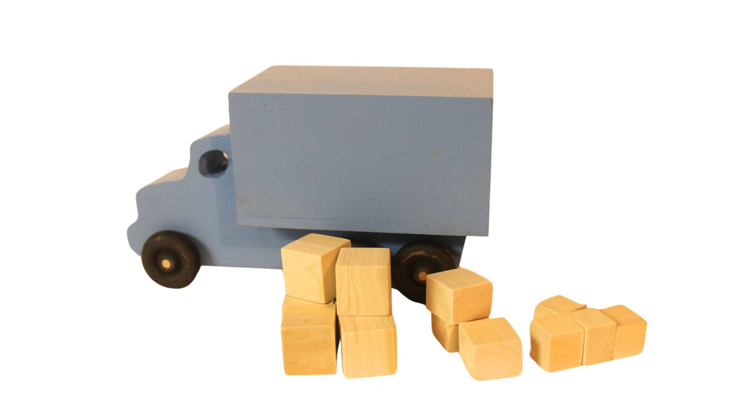 Wooden Moving Truck Toy: Solid Hardwood, Wood Block Packages
