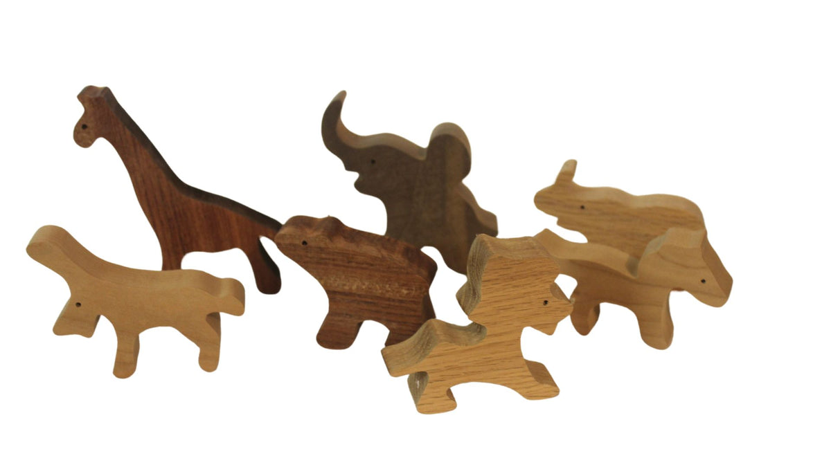 Handcrafted Wooden Toy Safari Set, Includes Vehicle, Figures, and Animals