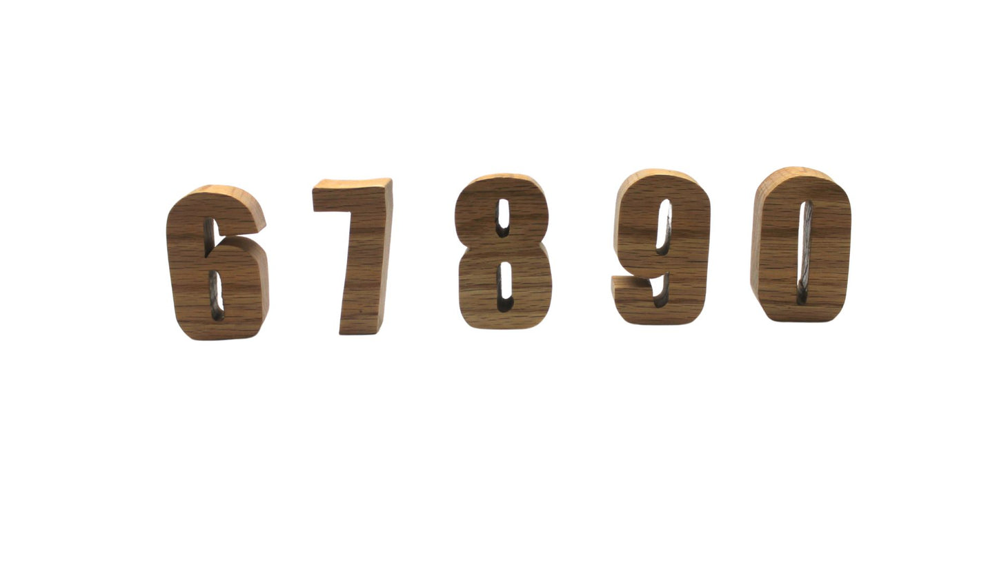 Wooden Number Set: Learning Tool in Oak or Unfinished Poplar