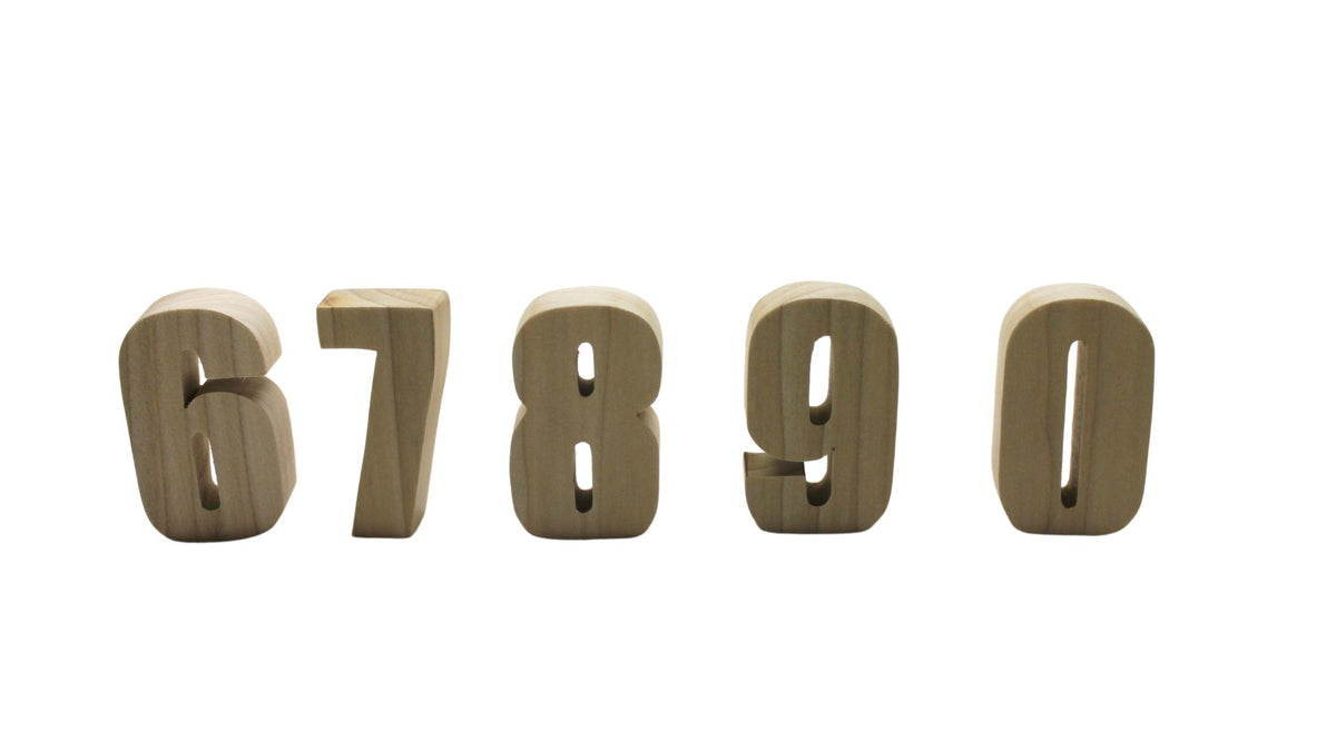 Wooden Number Set: Learning Tool in Oak or Unfinished Poplar
