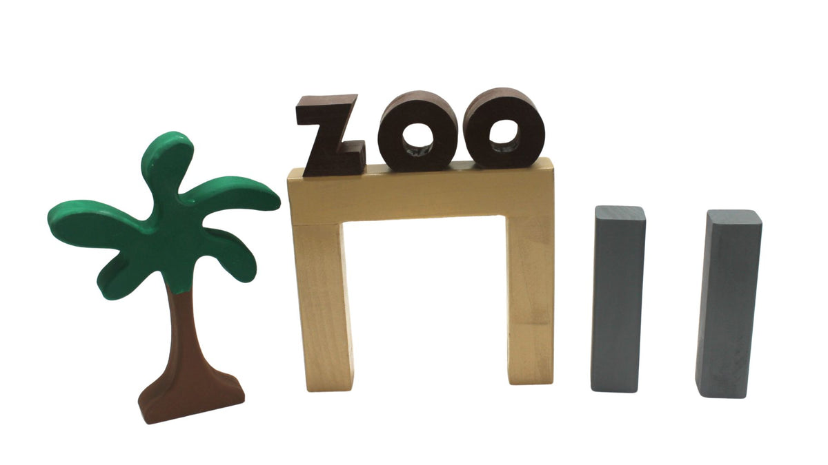 Wooden Toy Zoo Playset: Handcrafted Animals and Cages