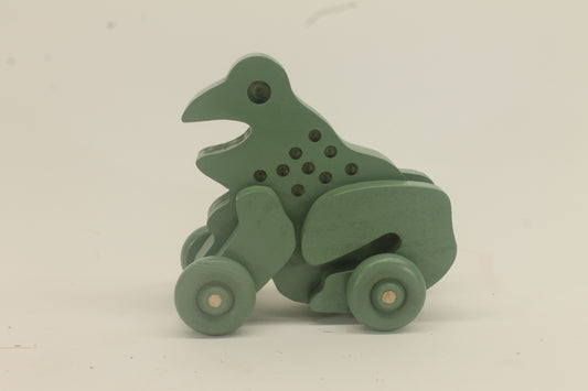 Freddy the frog wooden animal toy on wheels