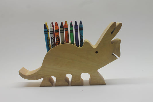 Dinosaur shaped crayon holder with a box of 16 crayons included