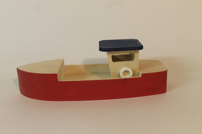 Toy wood fishing boat for indoor play, not made to float