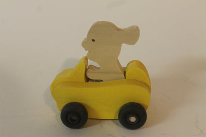 Wood toy cars with boy and girl drivers