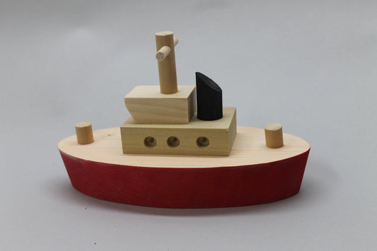 Toy wood tugboat II, for indoor use only (not designed to float)