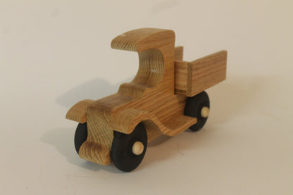 Toy wood pickup truck, handcrafted from solid oak