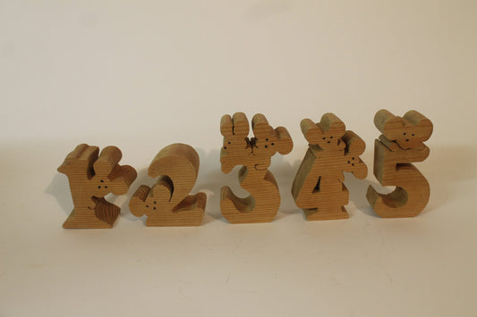 Number set with mice, numbers zero through nine, solid wood. Cute way to help teach numbers to kids.