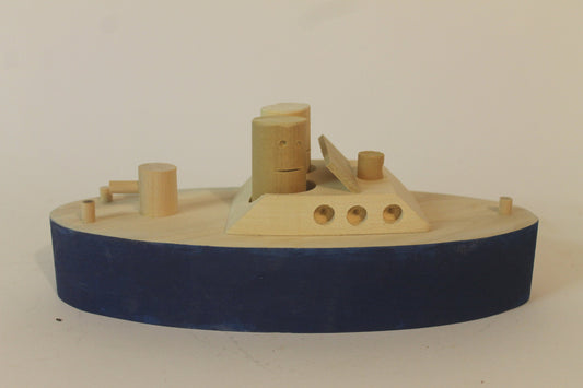 Toy wood police boat, for indoor use only (not made to float)