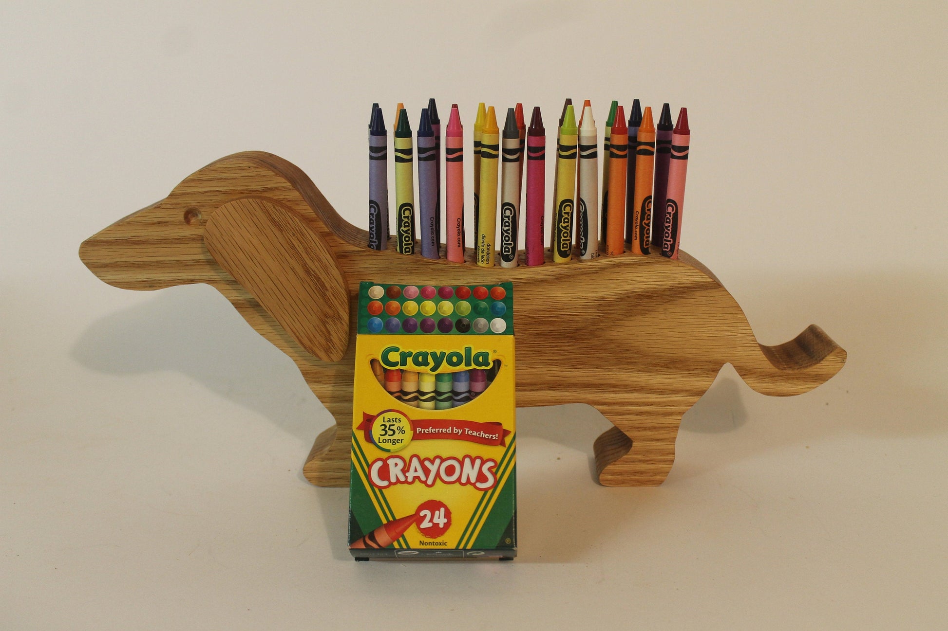 Crayon holder, dachshund shape, choice of poplar, dark or light oak, h –  Bob's Home Woodshop
